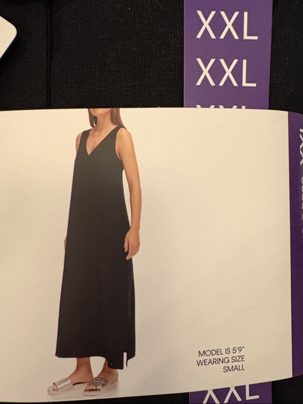 DKNY Black Linen V-Neck Sleeveless Maxi Dress